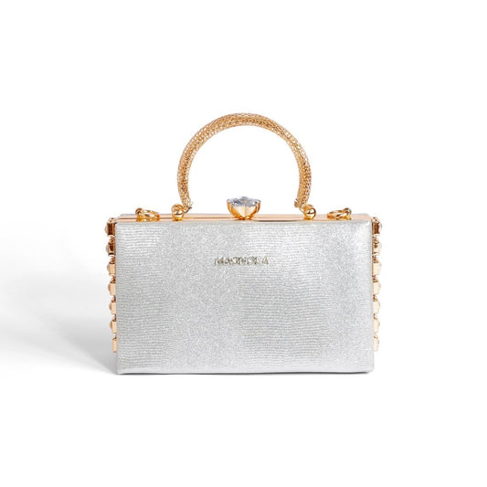 Magnolia Silver Jute Gillter Women Clutch