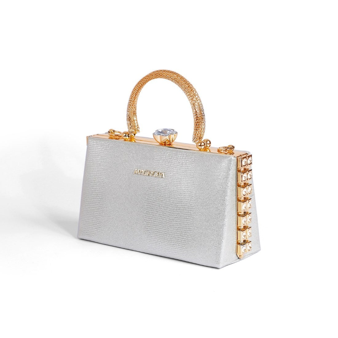Magnolia Silver Jute Gillter Women Clutch
