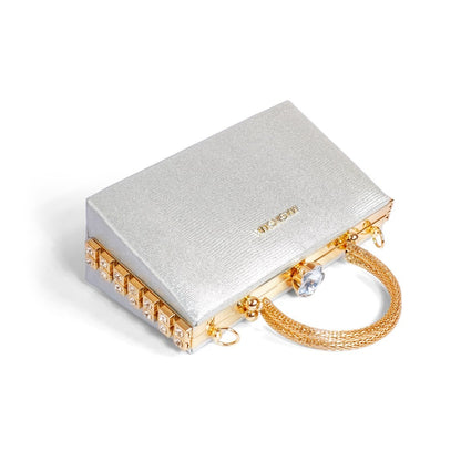 Magnolia Silver Jute Gillter Women Clutch