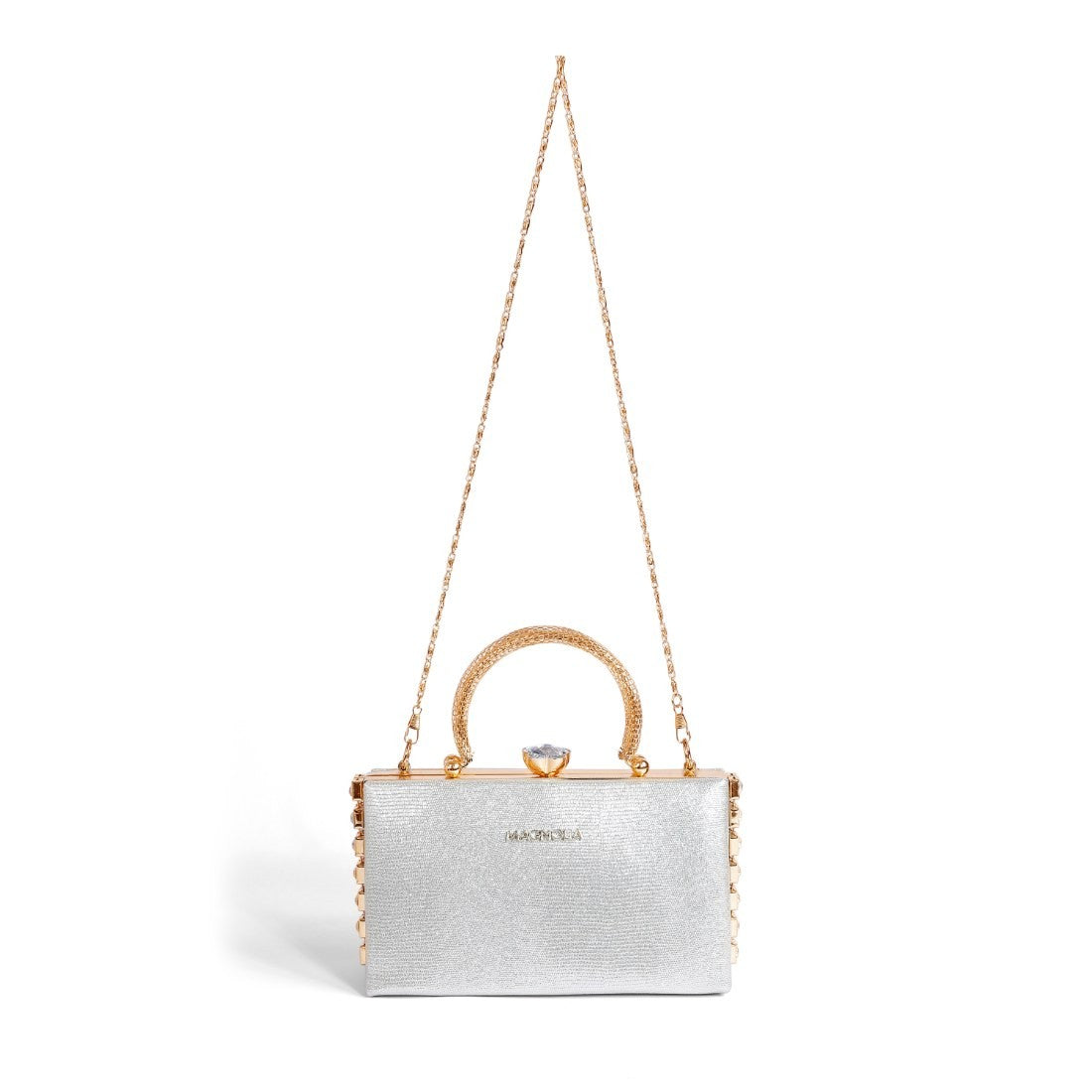Magnolia Silver Jute Gillter Women Clutch