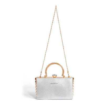 Magnolia Silver Jute Gillter Women Clutch