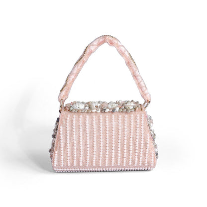Magnolia Pink Velvet Embellishment Women Clutch