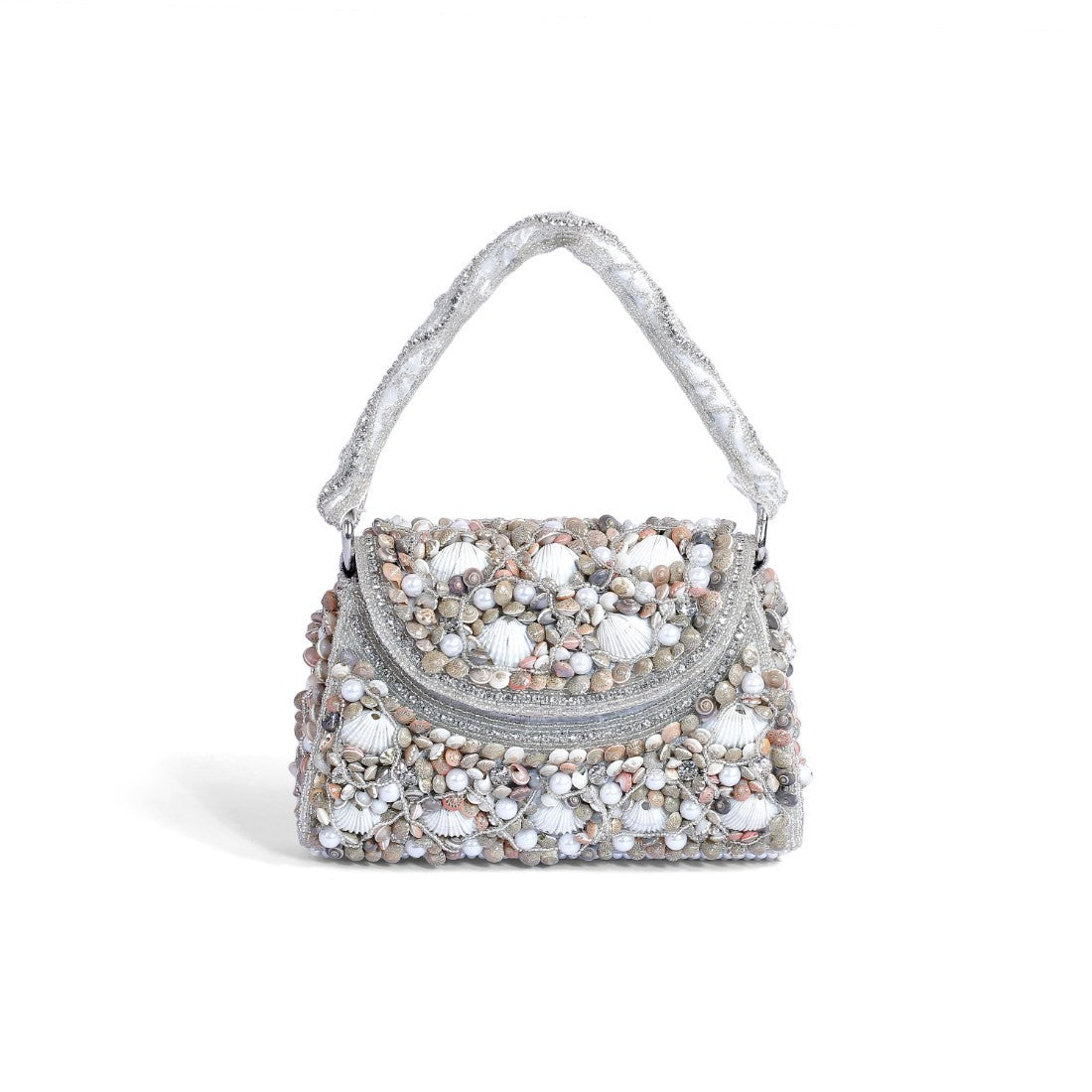 Magnolia White Velvet Embellishment Women Clutch