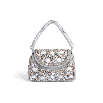 Magnolia White Velvet Embellishment Women Clutch
