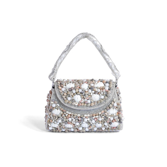 Magnolia White Velvet Embellishment Women Clutch