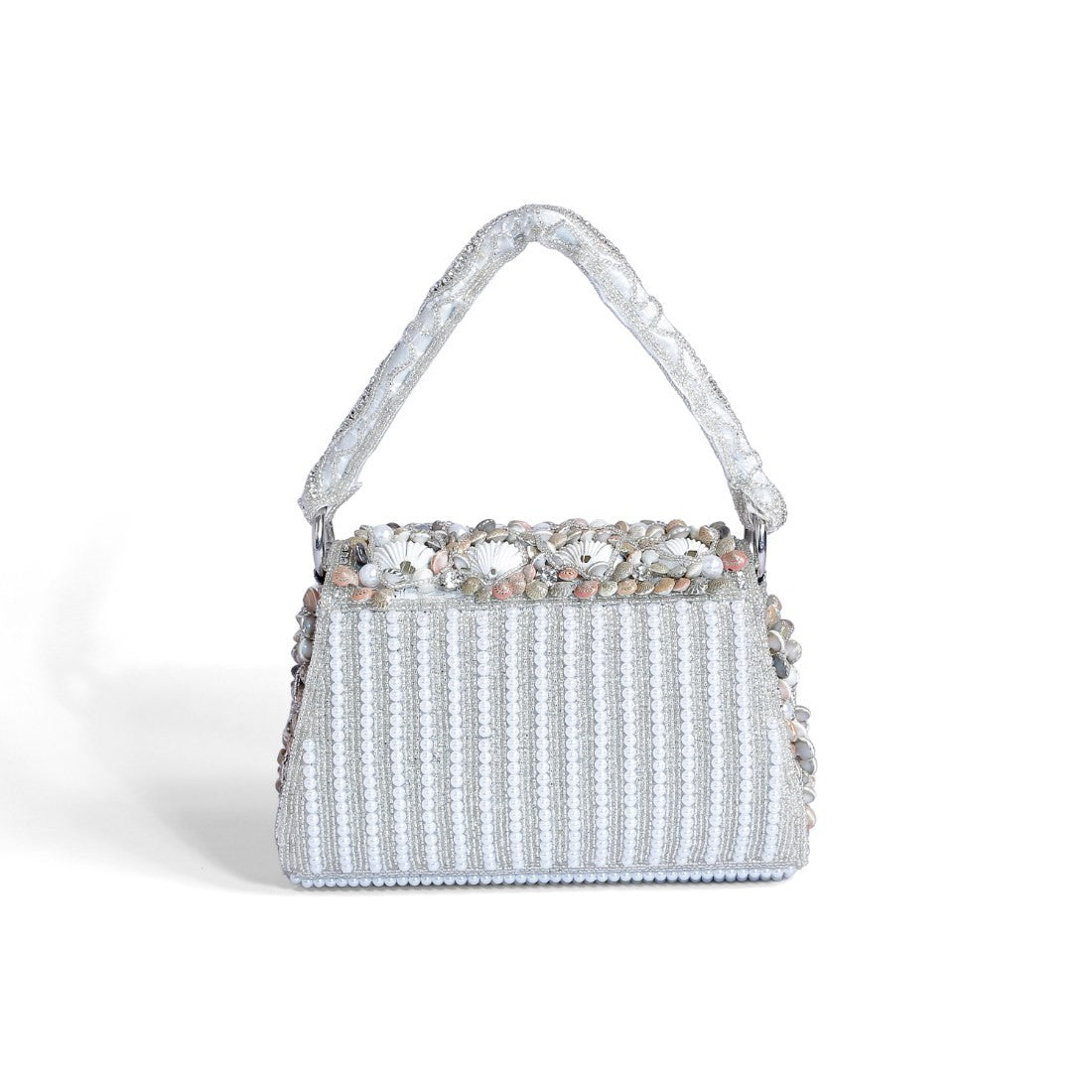 Magnolia White Velvet Embellishment Women Clutch