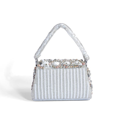 Magnolia White Velvet Embellishment Women Clutch
