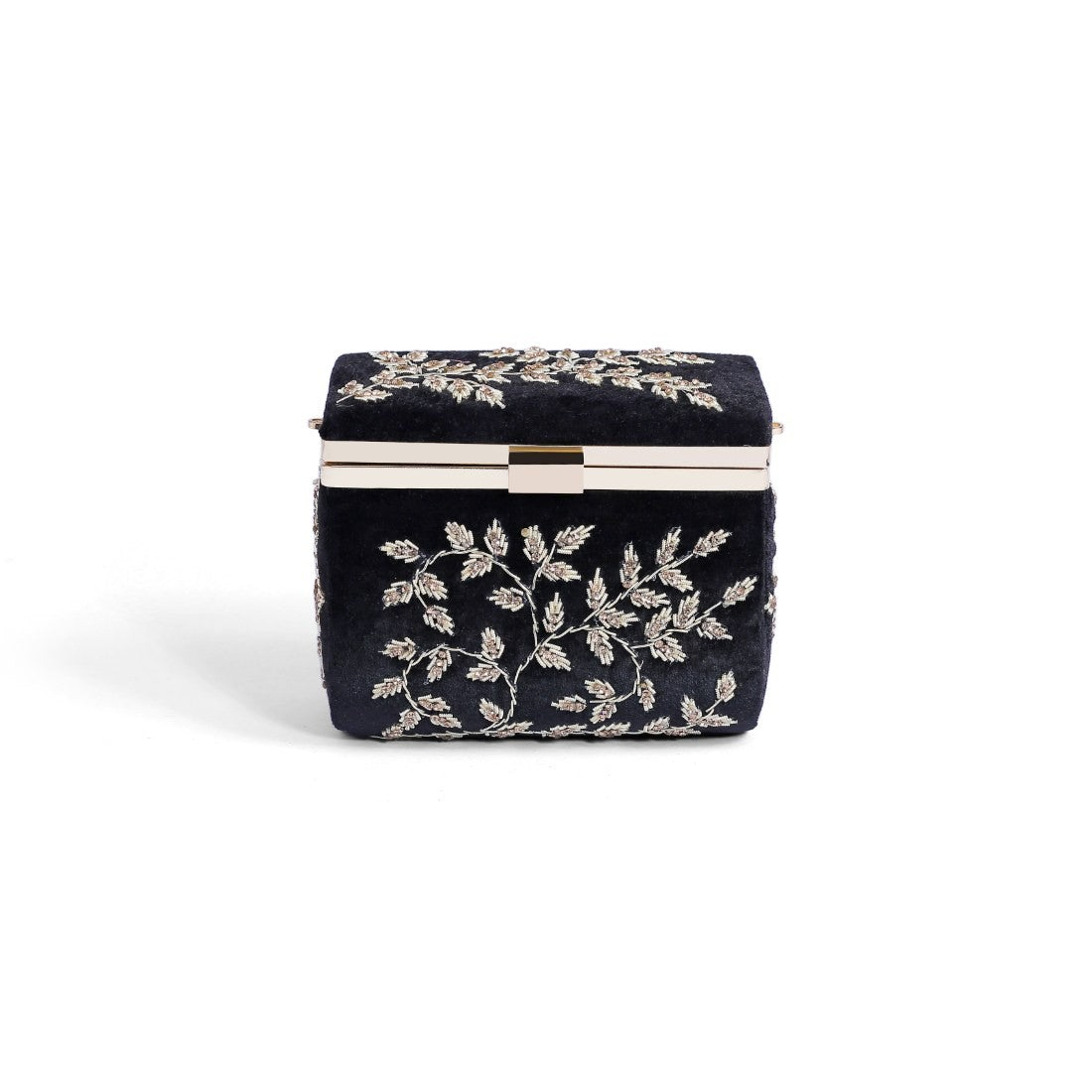 Magnolia Black Velvet Embroidery Women Clutch
