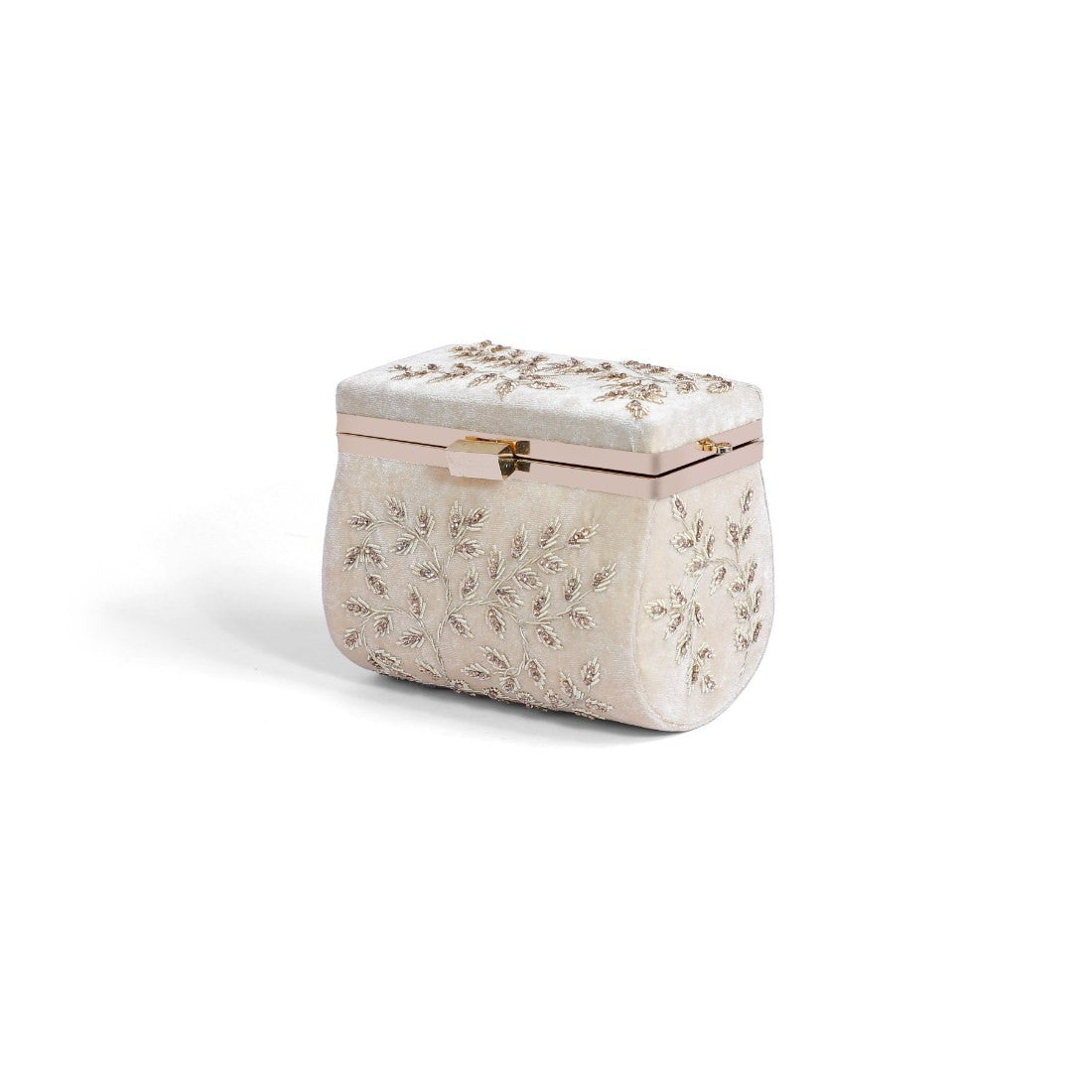 Magnolia Off white Velvet Embroidery Women Clutch