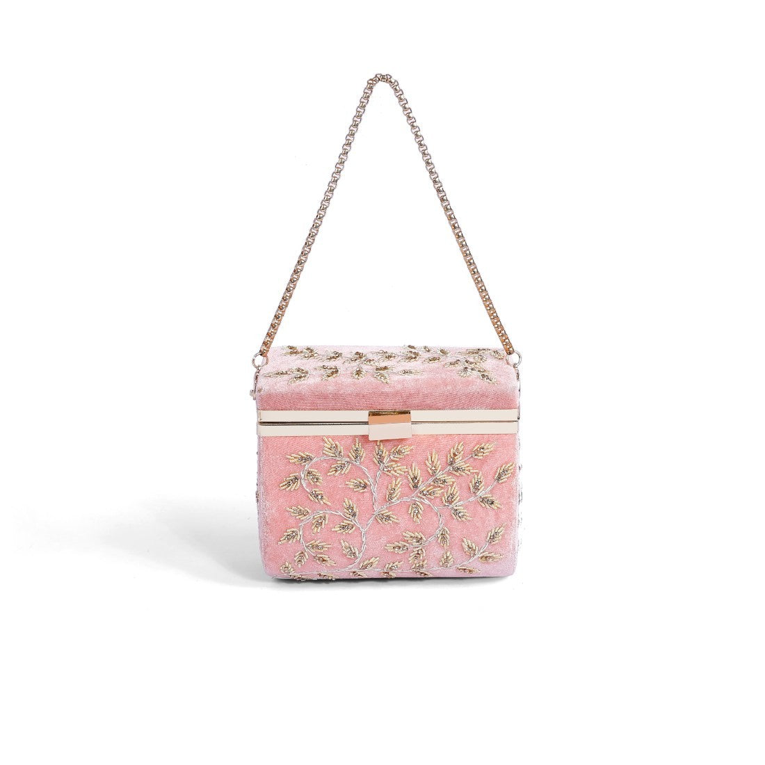 Magnolia Pink Velvet Embroidery Women Clutch