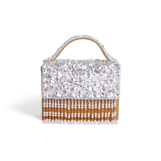 Magnolia Cream Velvet Embroidery Women Clutch