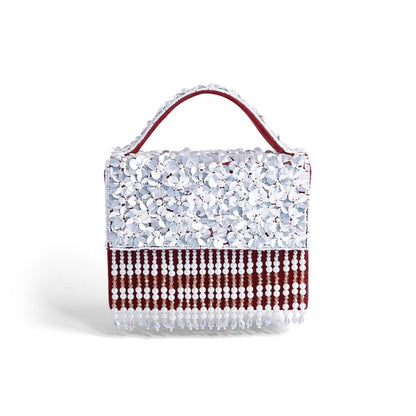 Magnolia Maroon Velvet Embroidery Women Clutch