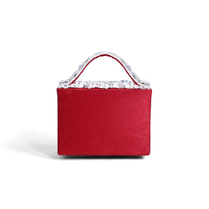 Magnolia Maroon Velvet Embroidery Women Clutch
