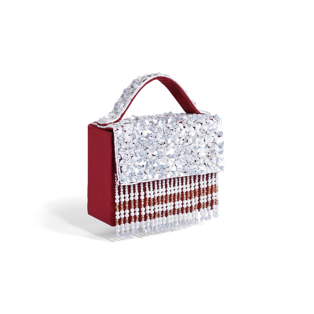 Magnolia Maroon Velvet Embroidery Women Clutch
