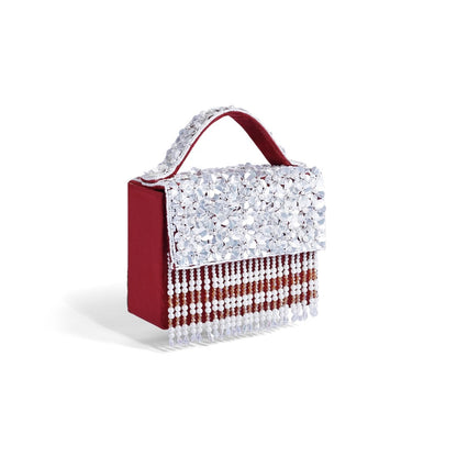Magnolia Maroon Velvet Embroidery Women Clutch