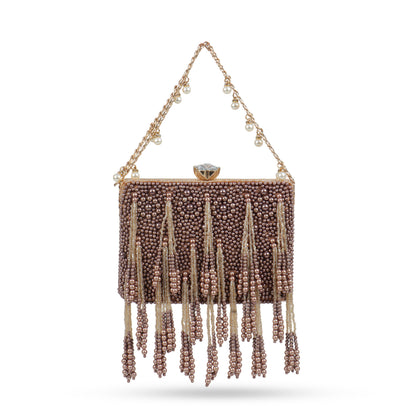 Magnolia Copper Velvet Embellished Women Clutch