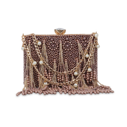 Magnolia Copper Velvet Embellished Women Clutch