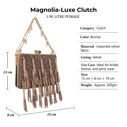 Magnolia Copper Velvet Embellished Women Clutch