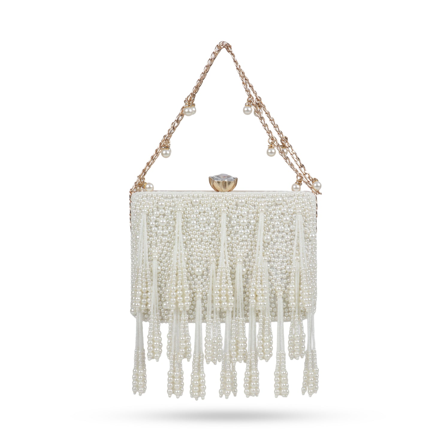 Magnolia White Velvet Embellished Women Clutch