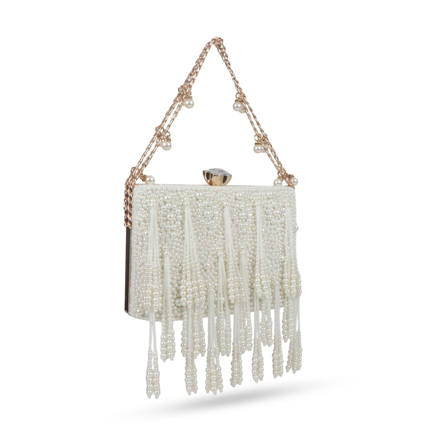 Magnolia White Velvet Embellished Women Clutch