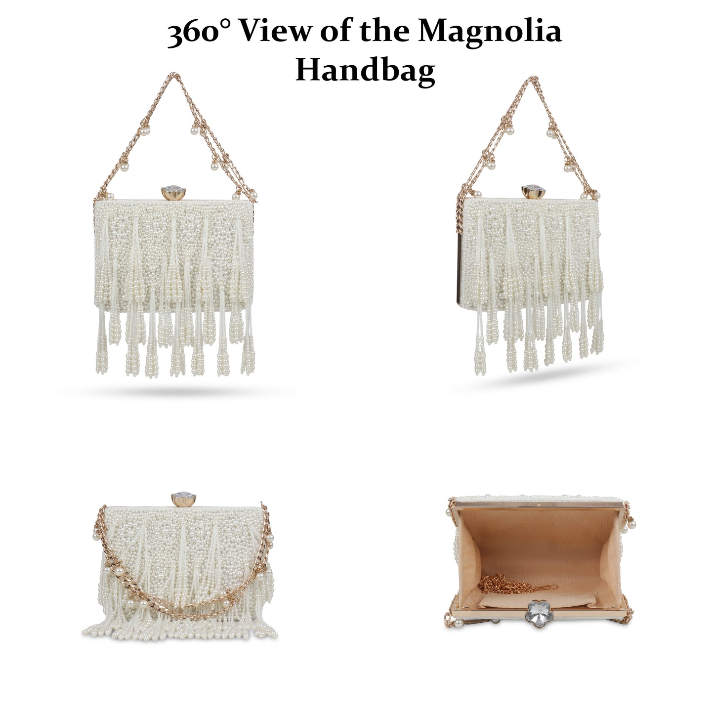 Magnolia White Velvet Embellished Women Clutch