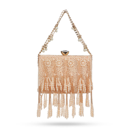 Magnolia Peach Velvet Embellished Women Clutch