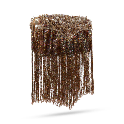 Magnolia Copper Velvet Embellished Women Clutch
