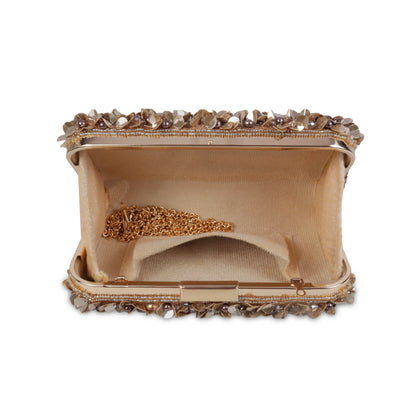 Magnolia Copper Velvet Embellished Women Clutch