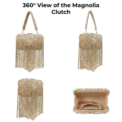 Magnolia Rose Gold Velvet Embellished Women Clutch
