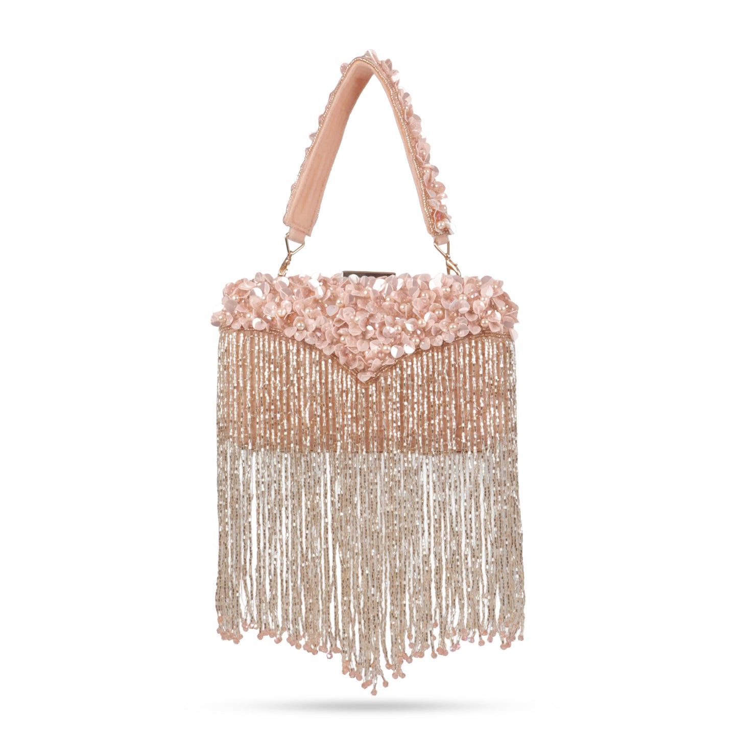 Magnolia Pink Velvet Embellished Women Clutch