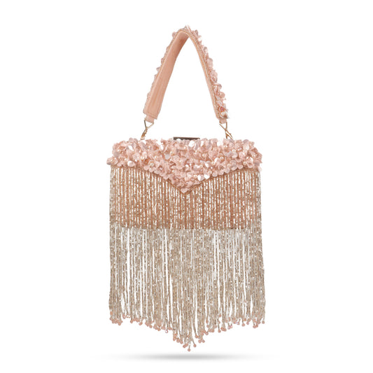 Magnolia Pink Velvet Embellished Women Clutch