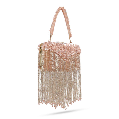 Magnolia Pink Velvet Embellished Women Clutch