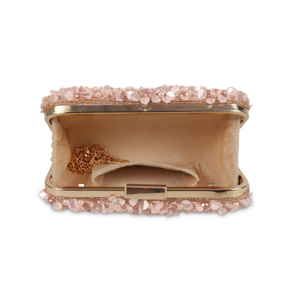 Magnolia Pink Velvet Embellished Women Clutch