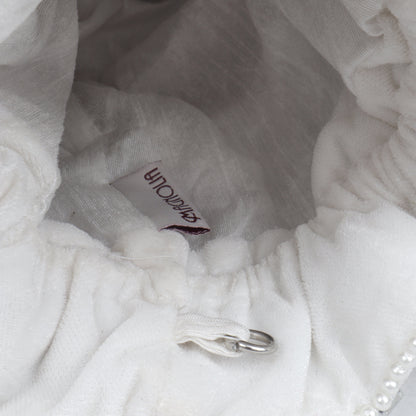 Magnolia White Velvet Embellished Women Potli