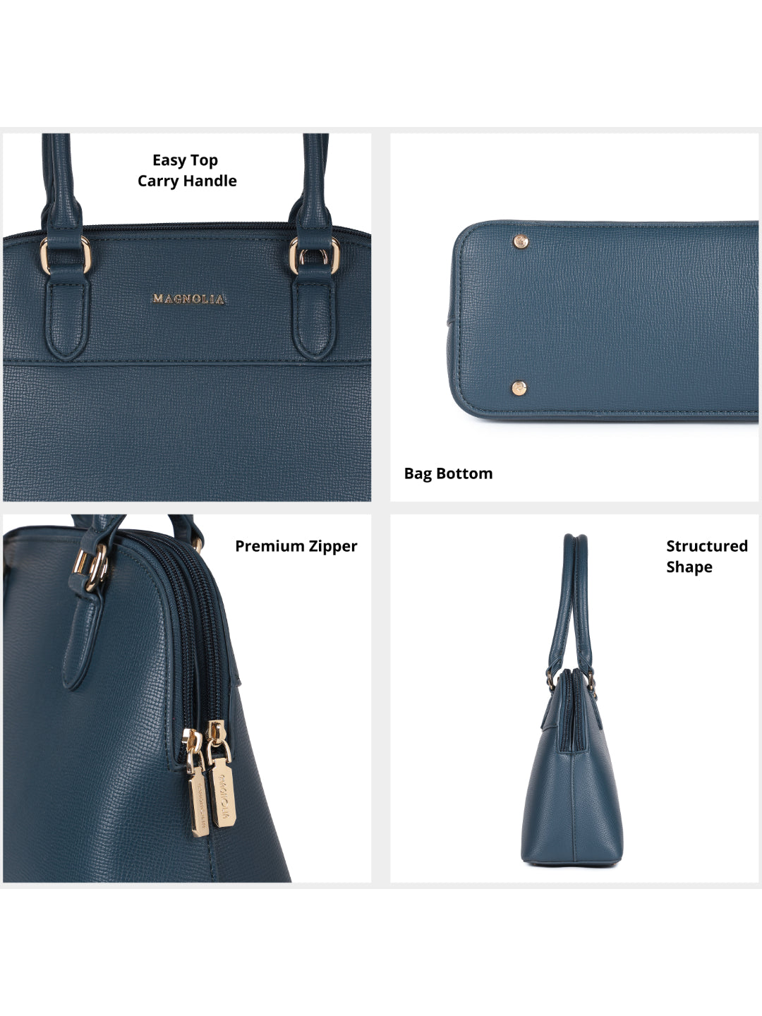 Magnolia Blue  PU Leather Solid One Size Women Shoulder Bag