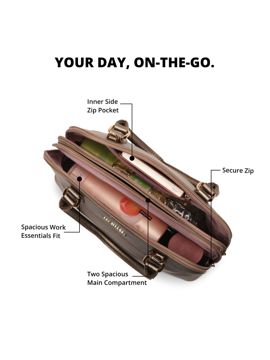 Magnolia Bronze  PU Leather Solid One Size Women Shoulder Bag