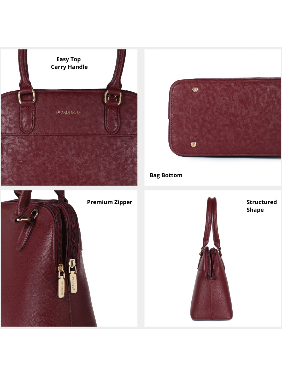 Magnolia Red  PU Leather Solid One Size Women Shoulder Bag