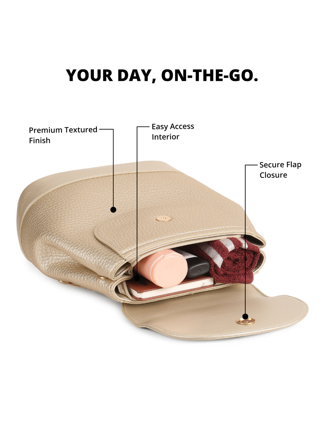 Magnolia Gold PU Leather Solid One Size Women Backpack