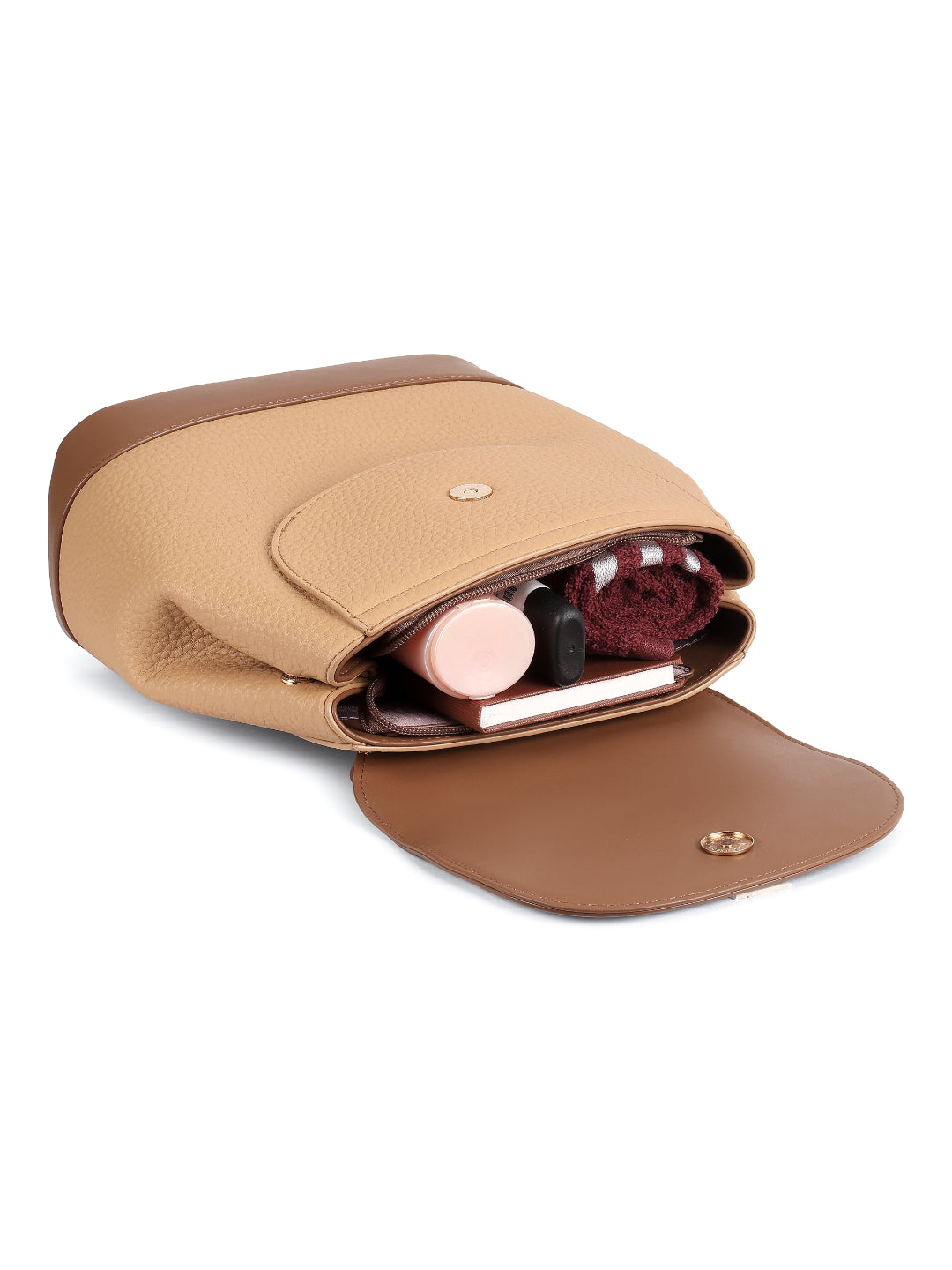 Magnolia Khaki PU Leather Solid One Size Women Backpack