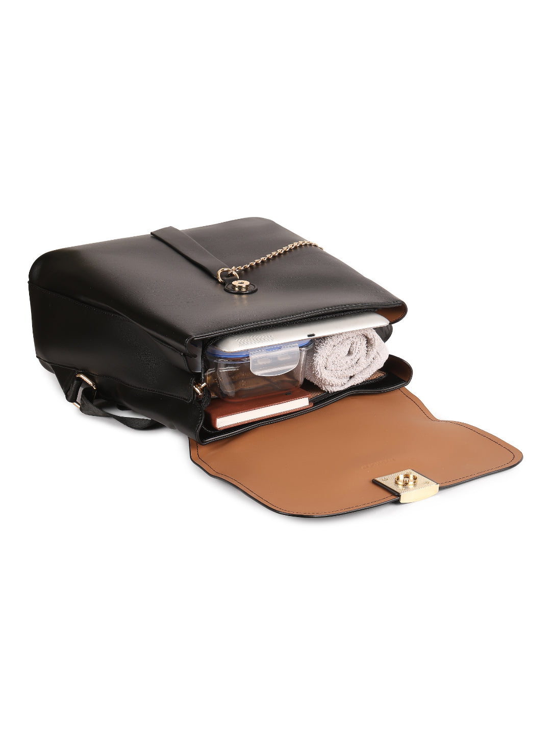 Magnolia Black PU Leather Solid One Size Women Backpack