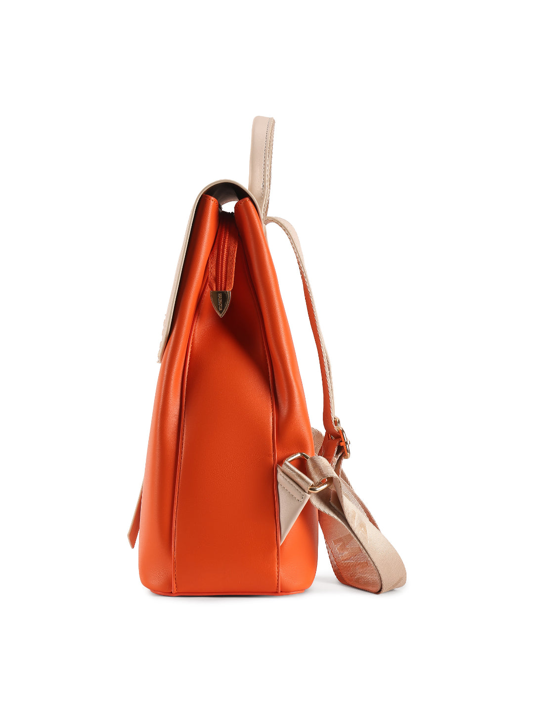 Magnolia Orange PU Leather Solid One Size Women Backpack