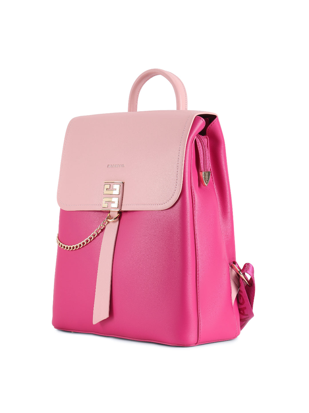 Magnolia Pink PU Leather Solid One Size Women Backpack