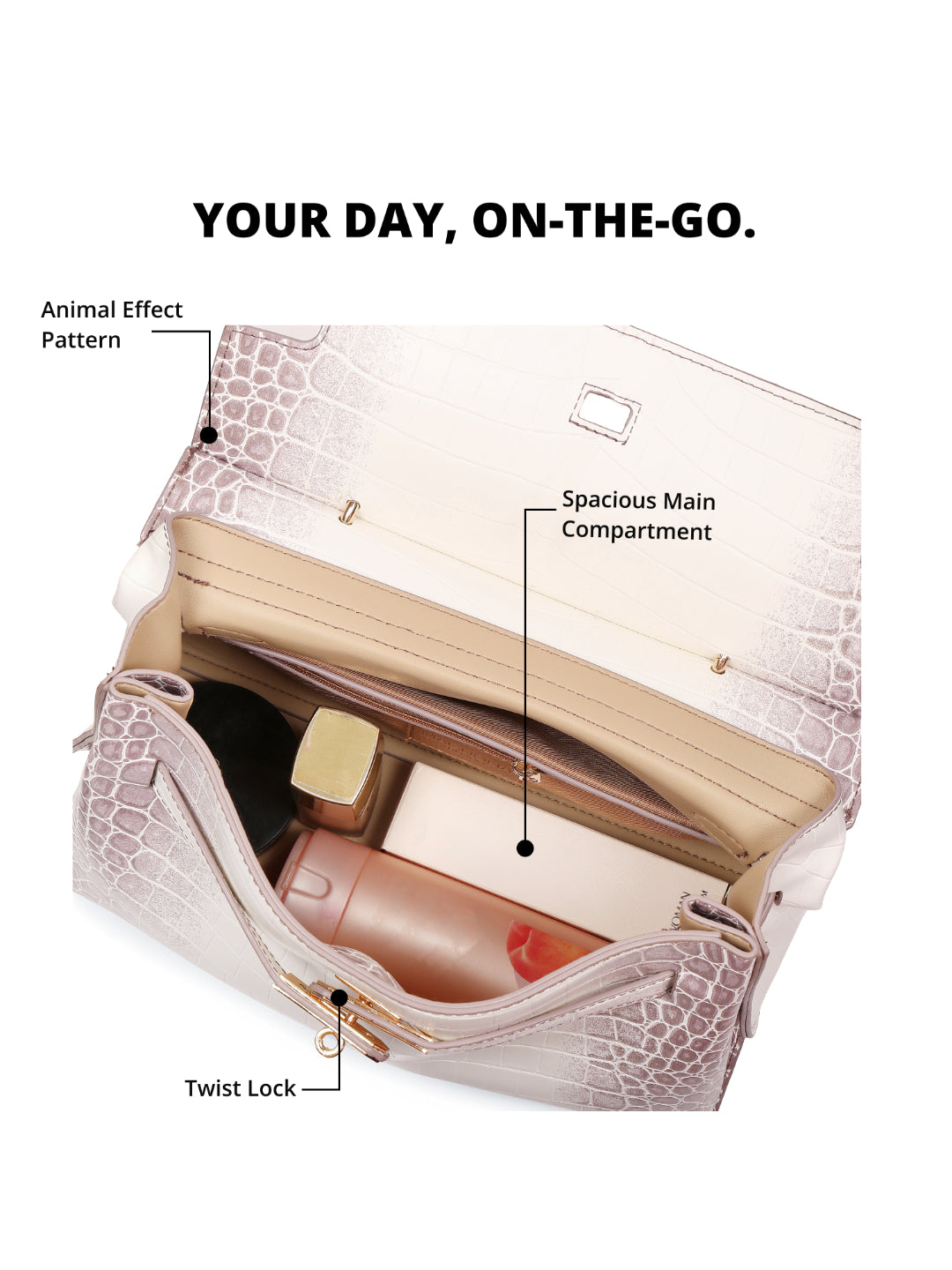 Magnolia Purple PU Leather Animal Effect One Size Women Satchel