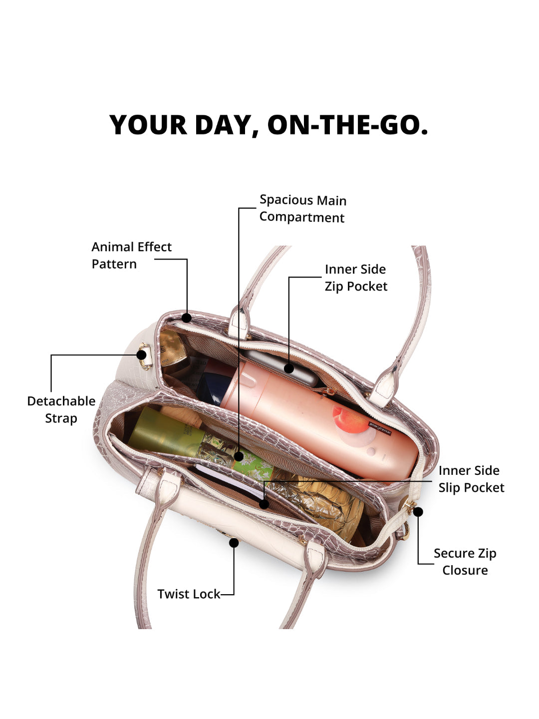 Magnolia Purple PU Leather Animal Effect One Size Women Satchel