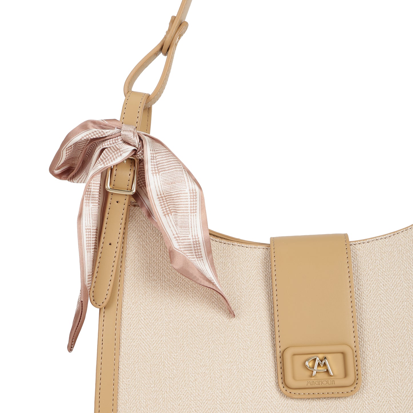 Magnolia PU Leather Women Beige Shoulder Bag