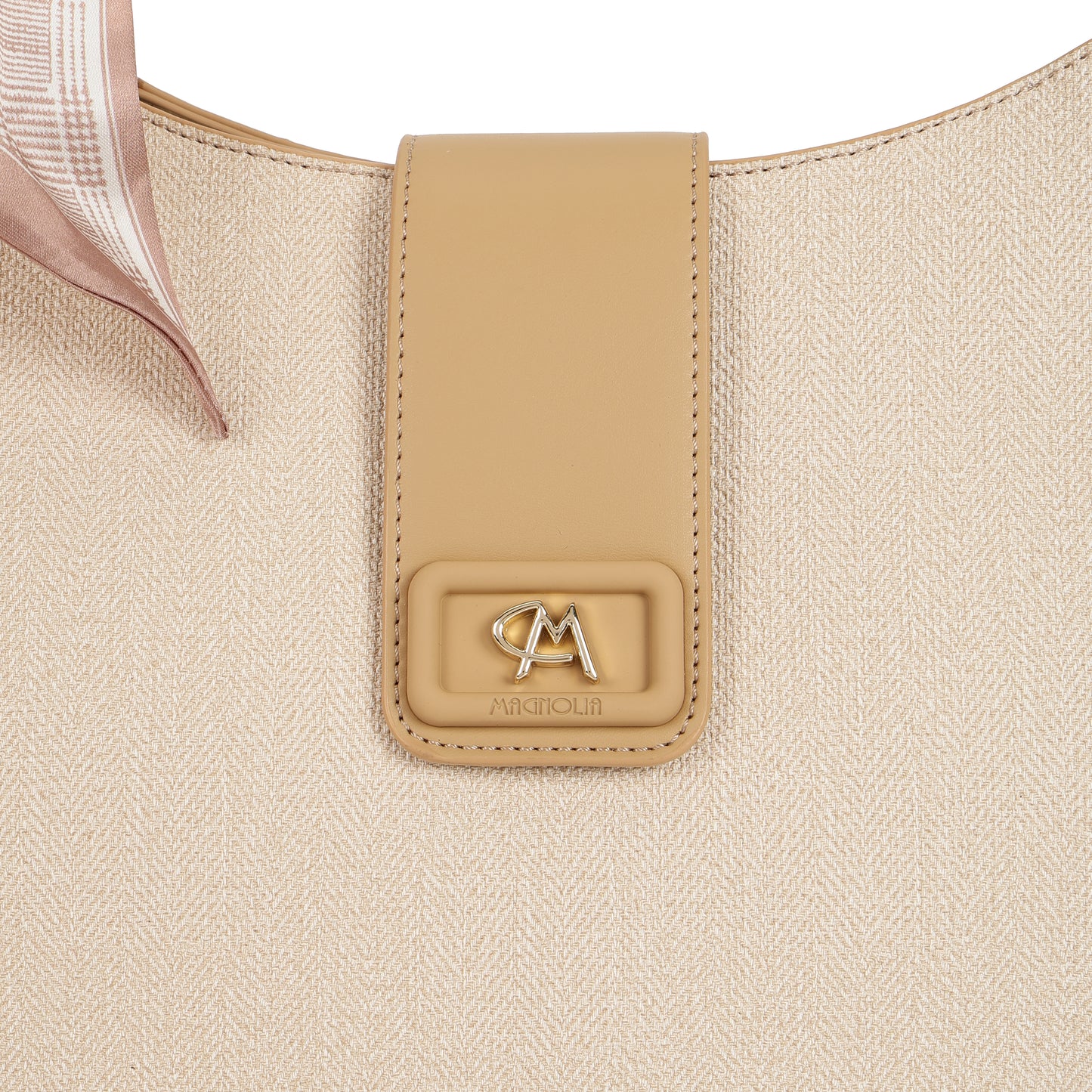 Magnolia PU Leather Women Beige Shoulder Bag