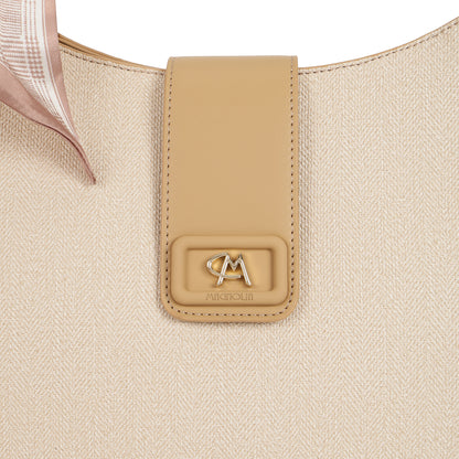 Magnolia PU Leather Women Beige Shoulder Bag