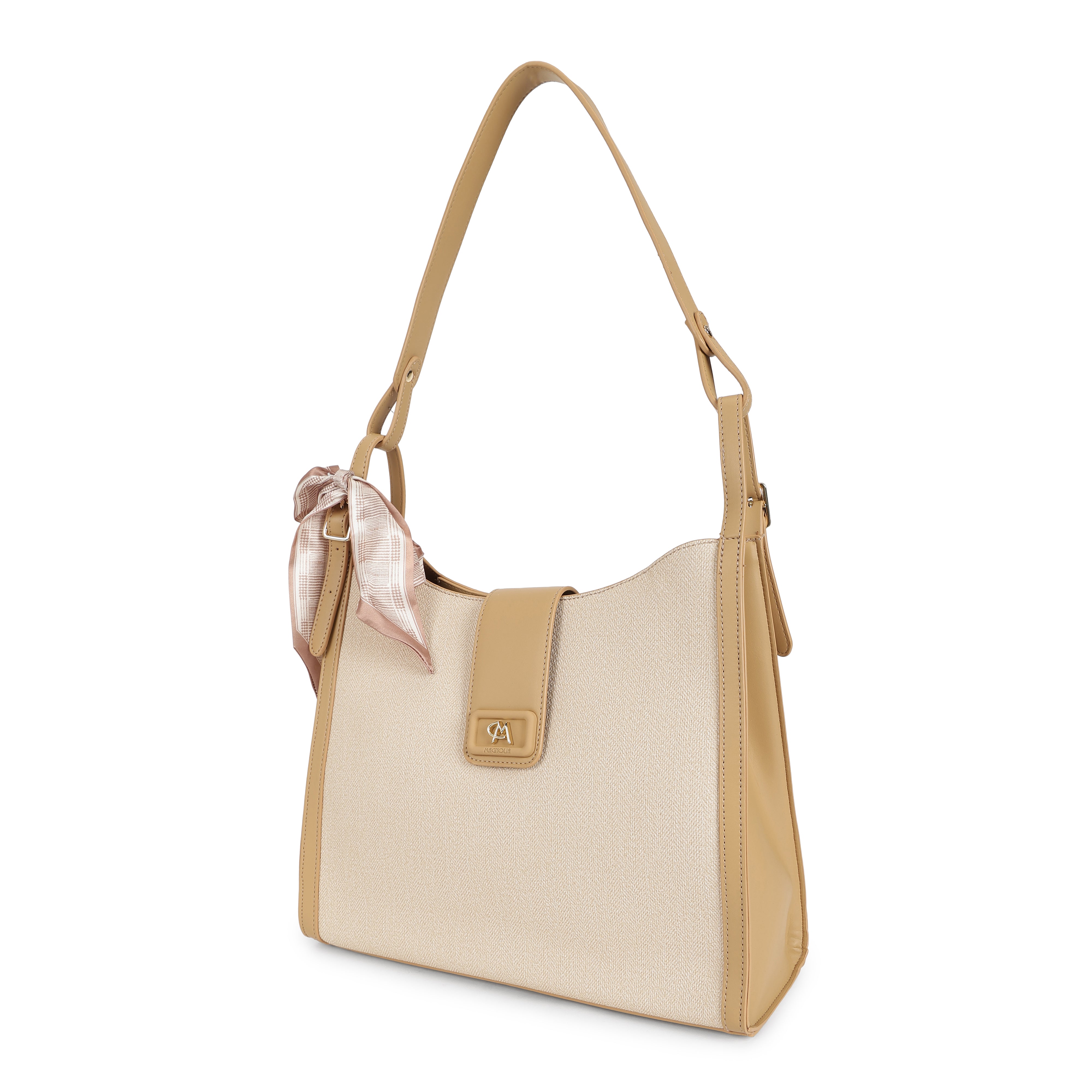 Magnolia PU Leather Women Beige Shoulder Bag
