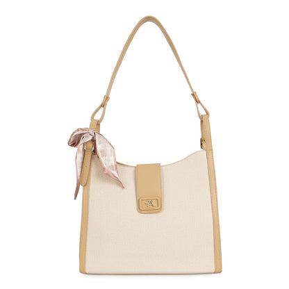 Magnolia PU Leather Women Beige Shoulder Bag