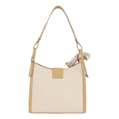 Magnolia PU Leather Women Beige Shoulder Bag
